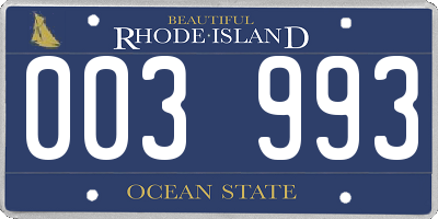 RI license plate 003993