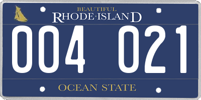 RI license plate 004021