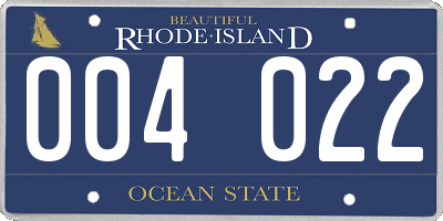RI license plate 004022