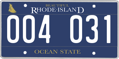RI license plate 004031