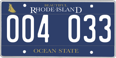 RI license plate 004033