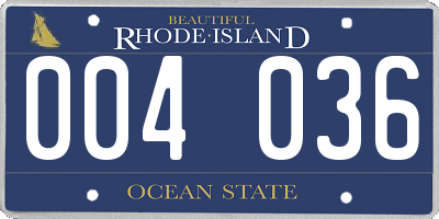 RI license plate 004036