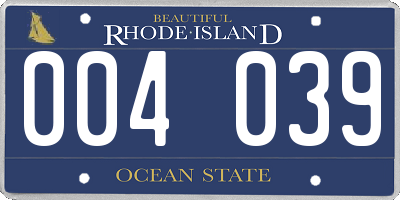 RI license plate 004039