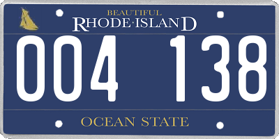 RI license plate 004138