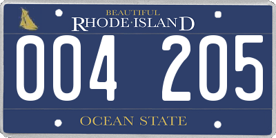 RI license plate 004205