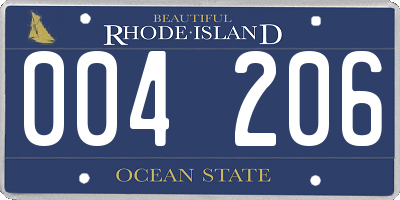 RI license plate 004206