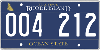 RI license plate 004212