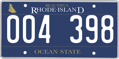 RI license plate 004398