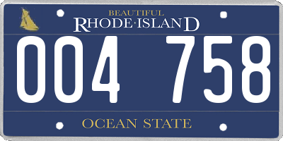 RI license plate 004758