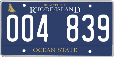 RI license plate 004839