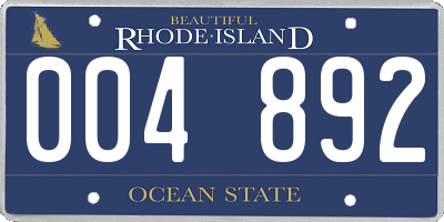 RI license plate 004892