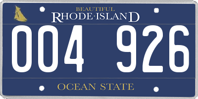 RI license plate 004926