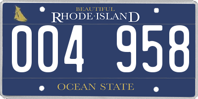 RI license plate 004958