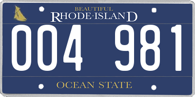 RI license plate 004981