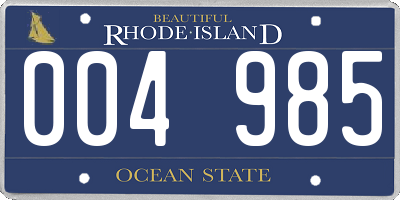 RI license plate 004985