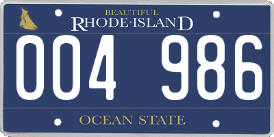 RI license plate 004986