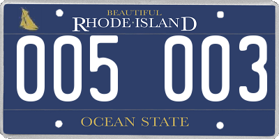 RI license plate 005003