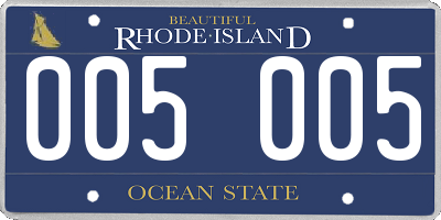 RI license plate 005005