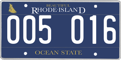 RI license plate 005016