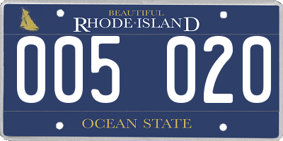 RI license plate 005020