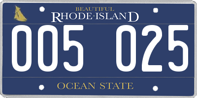 RI license plate 005025