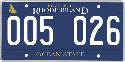 RI license plate 005026