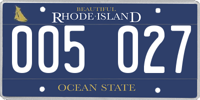 RI license plate 005027