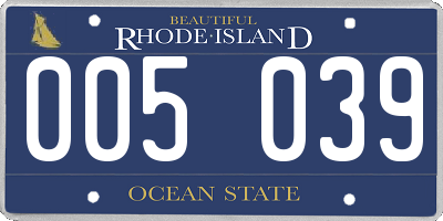 RI license plate 005039