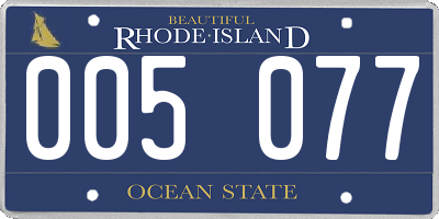 RI license plate 005077