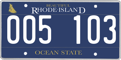RI license plate 005103