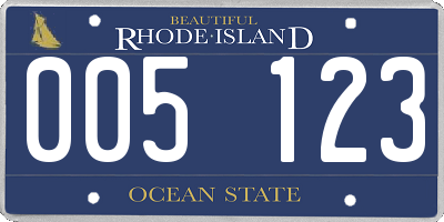 RI license plate 005123