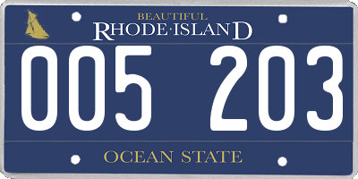 RI license plate 005203
