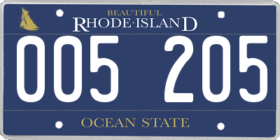 RI license plate 005205