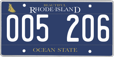 RI license plate 005206