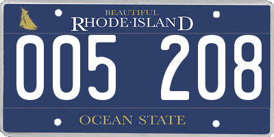 RI license plate 005208