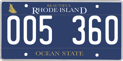 RI license plate 005360