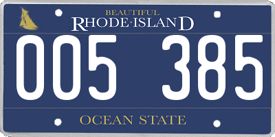 RI license plate 005385