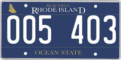 RI license plate 005403