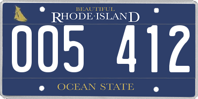 RI license plate 005412