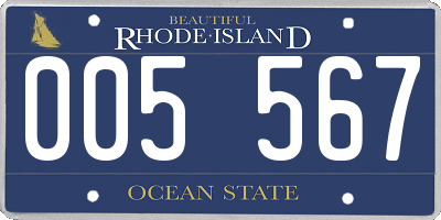 RI license plate 005567