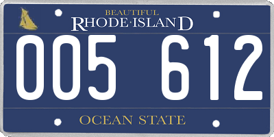 RI license plate 005612