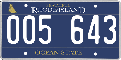 RI license plate 005643