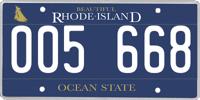 RI license plate 005668