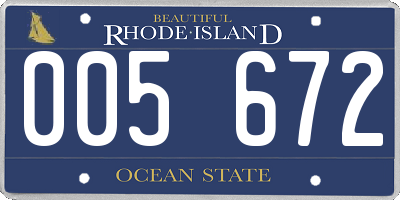 RI license plate 005672