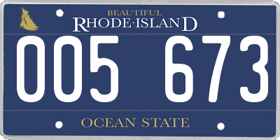 RI license plate 005673