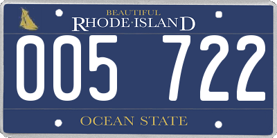 RI license plate 005722