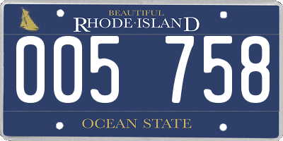 RI license plate 005758