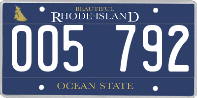 RI license plate 005792