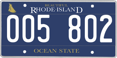 RI license plate 005802