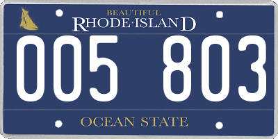 RI license plate 005803